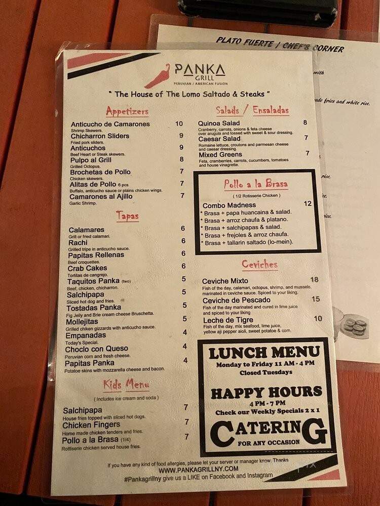 Panka Grill - Port Chester, NY menu_pic