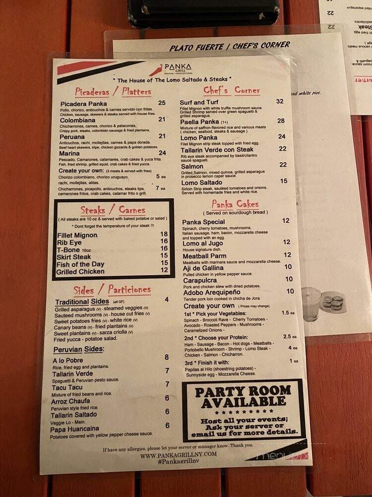 Panka Grill - Port Chester, NY menu_pic