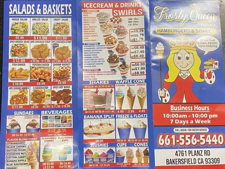 Frosty Queen Express - Bakersfield, CA menu_pic