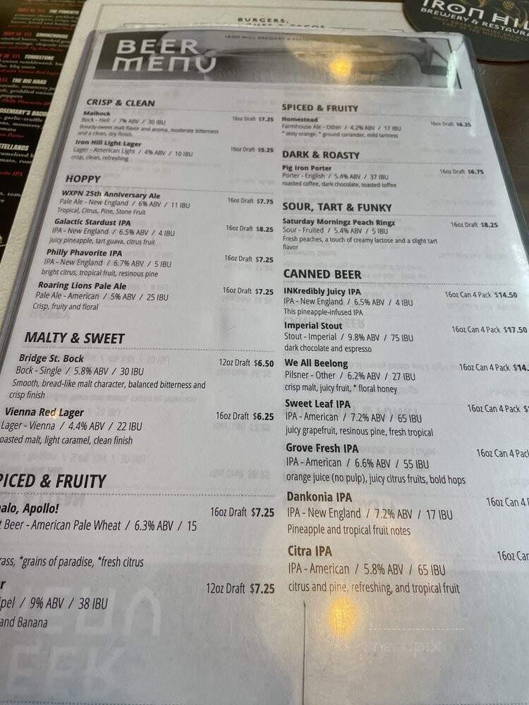 Iron Hill Brewery & Restaurant - Philadelphia, PA menu_pic