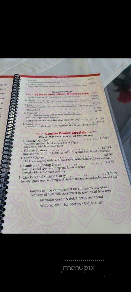Grace of India - Cincinnati, OH menu_pic
