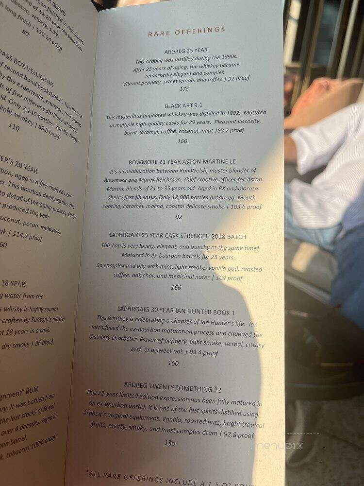 Fog Room - Seattle, WA menu_pic