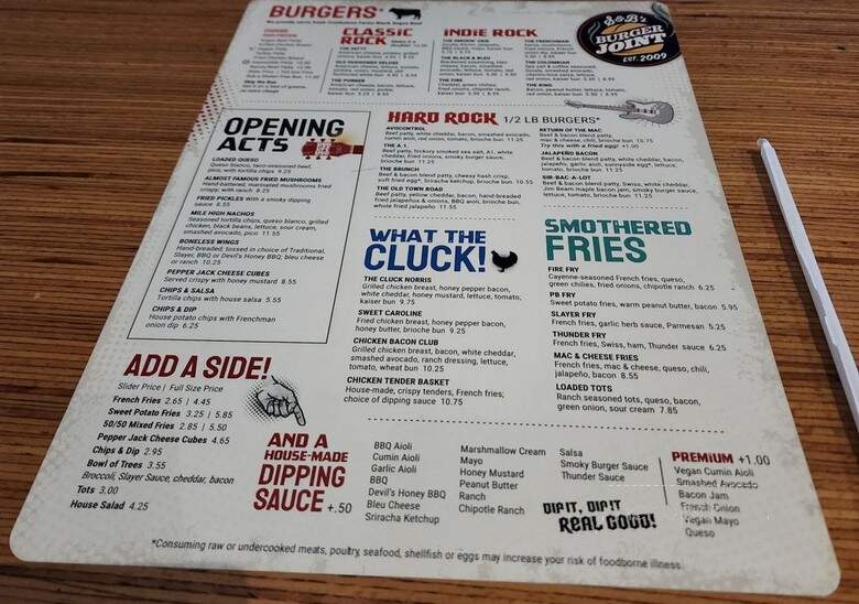 S&B's Burger Joint - Oklahoma City, OK menu_pic
