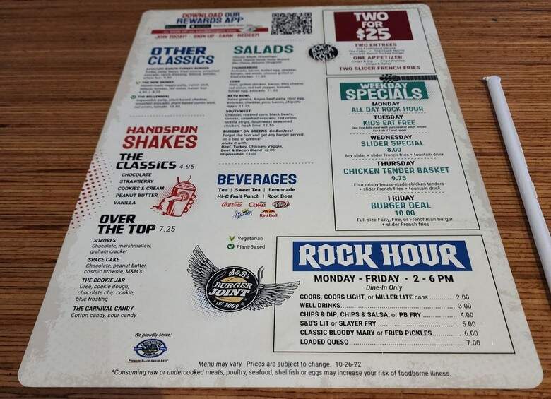 S&B's Burger Joint - Oklahoma City, OK menu_pic
