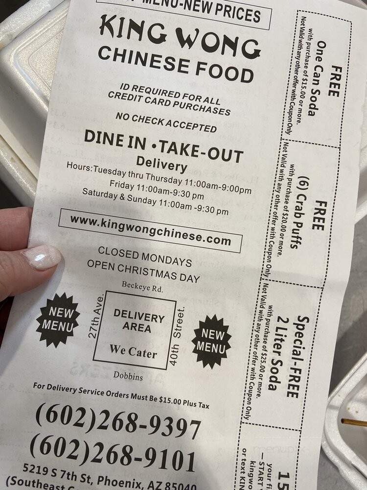 King Wong Chinese Food - Phoenix, AZ menu_pic