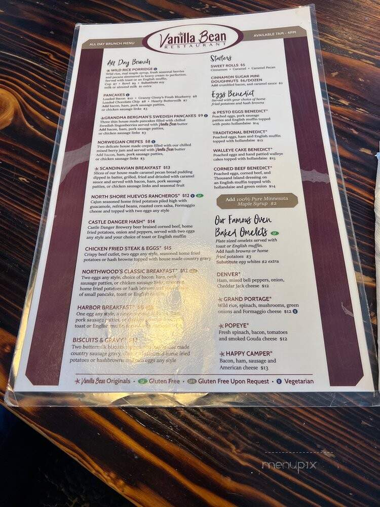 Vanilla Bean - Duluth, MN menu_pic