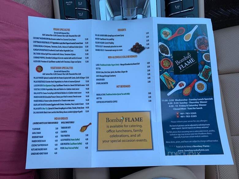 Bombay Flame - South Kingstown, RI menu_pic