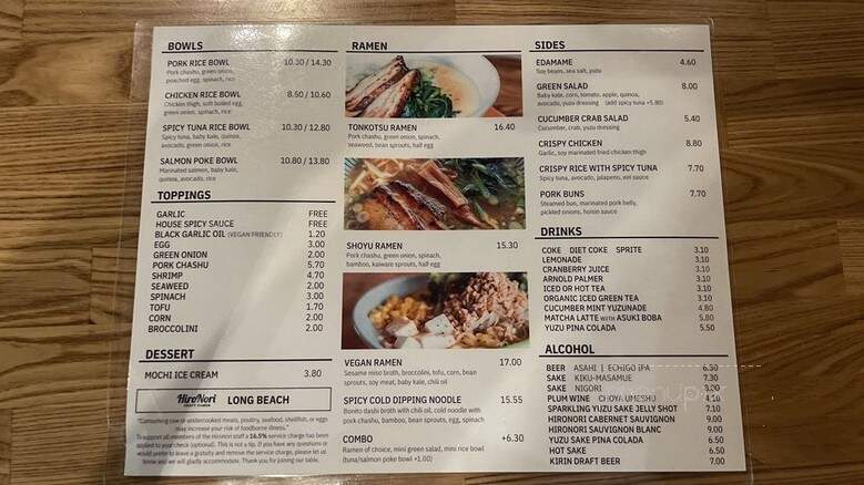 HiroNori Craft Ramen - Long Beach, CA menu_pic