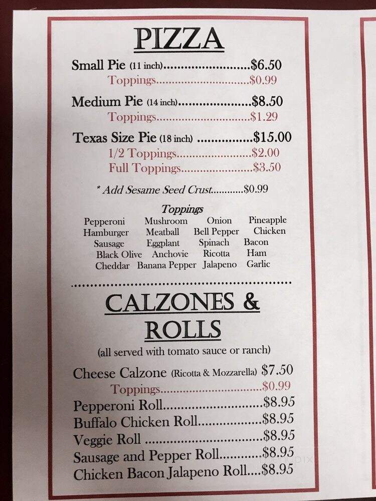 Top It Off Pizza - Tyler, TX menu_pic
