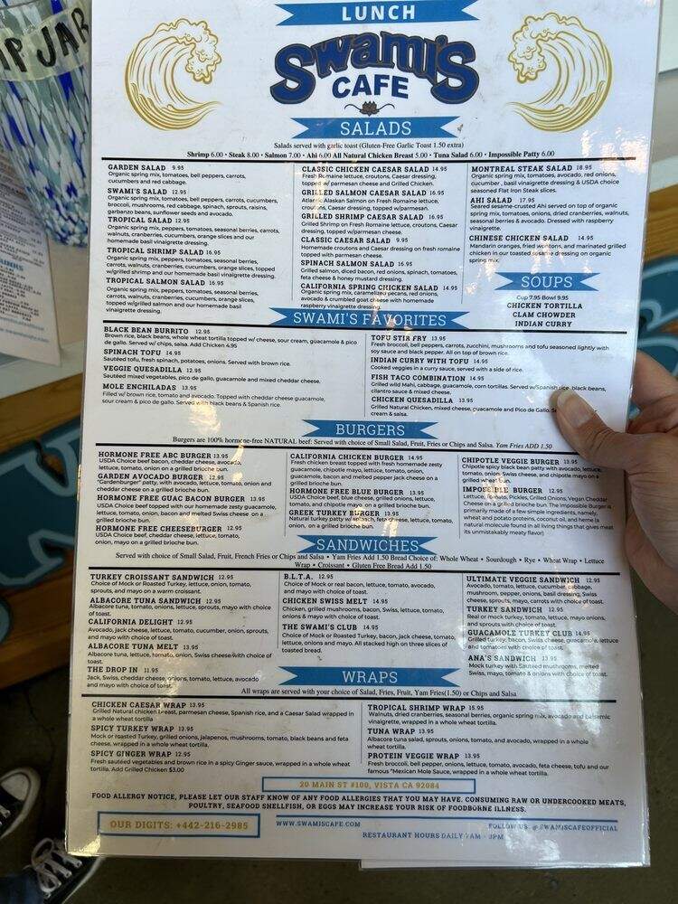 Swami's Cafe Vista - Vista, CA menu_pic