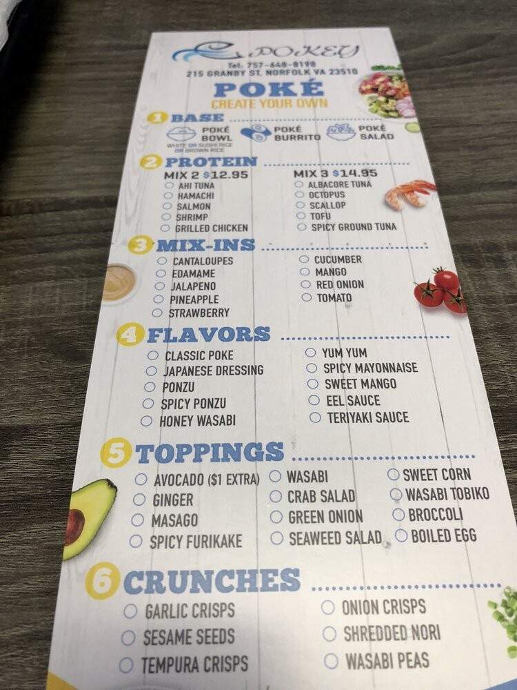 Pokey - Norfolk, VA menu_pic