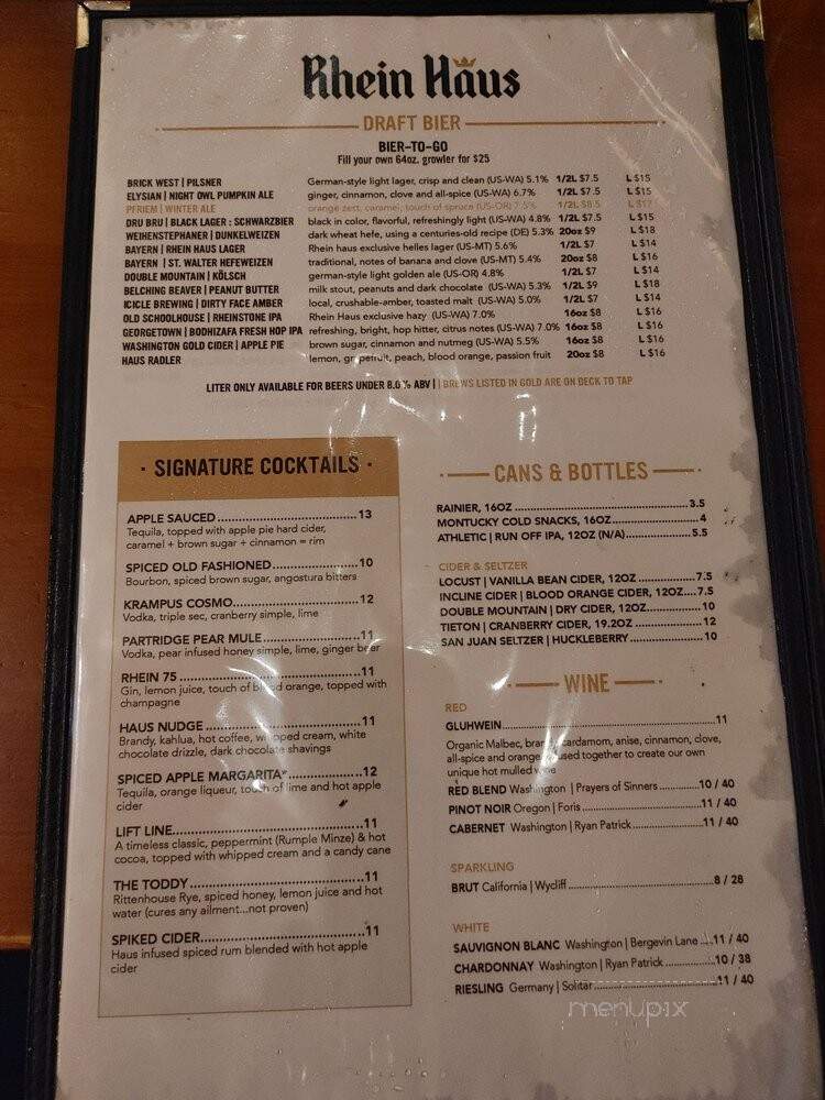Rhein Haus - Leavenworth, WA menu_pic