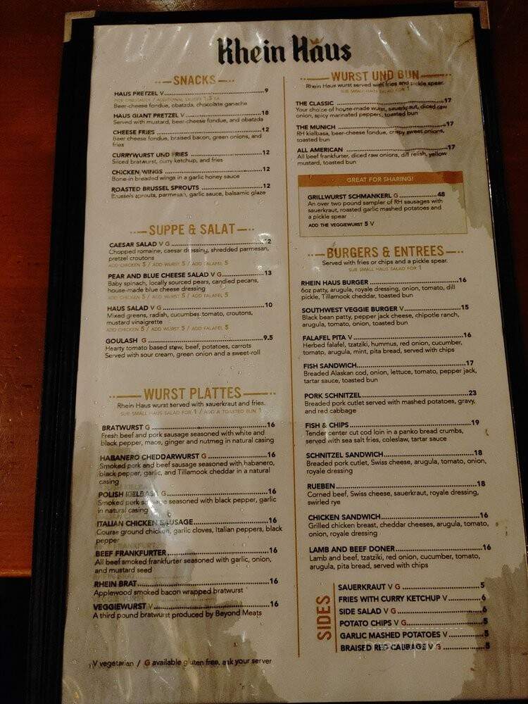 Rhein Haus - Leavenworth, WA menu_pic