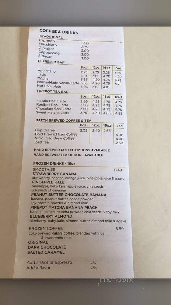 Kaldi's Coffee - St. Louis, MO menu_pic