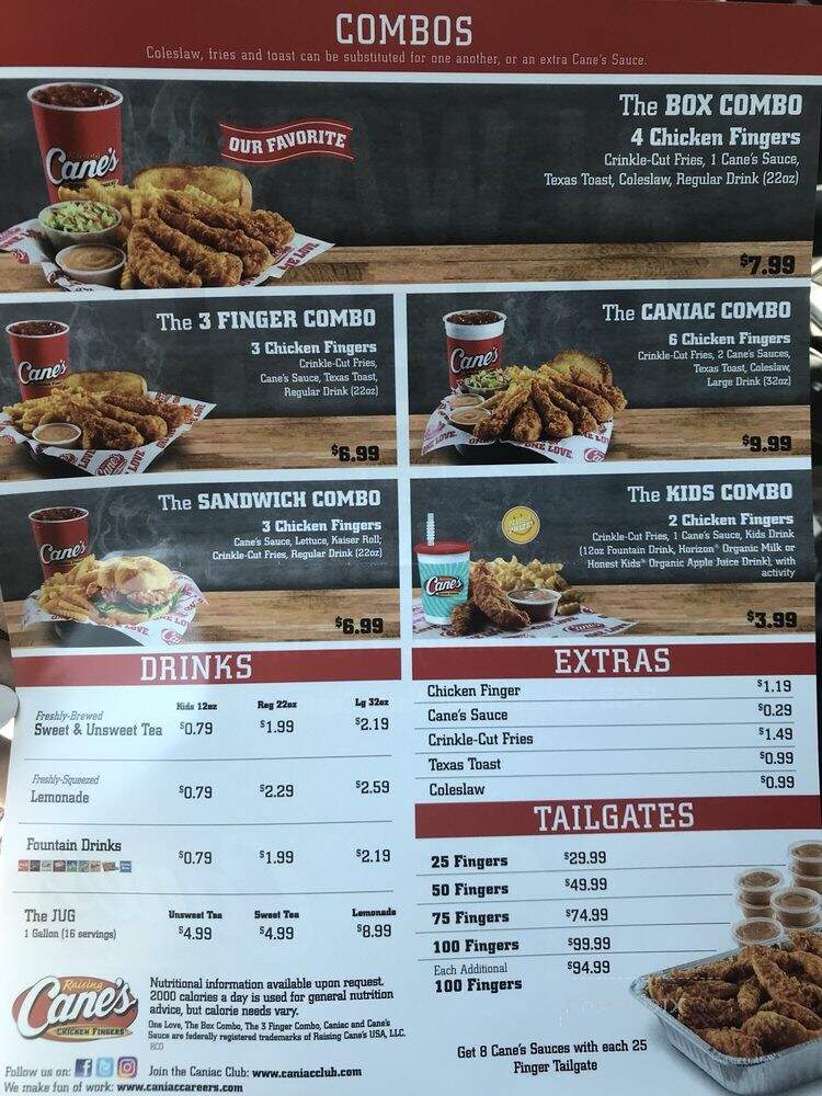 Raising Cane's Chicken Fingers - North Canton, OH menu_pic