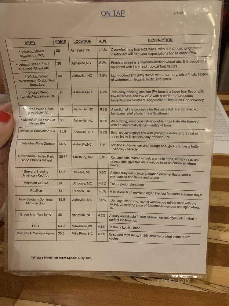 Sauced - Waynesville, NC menu_pic