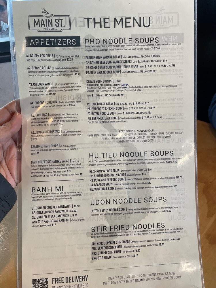 Main St Pho & Grill - Buena Park, CA menu_pic