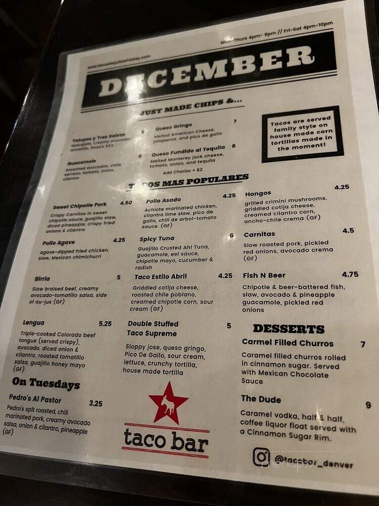 Tacos Tequila Whiskey - Denver, CO menu_pic