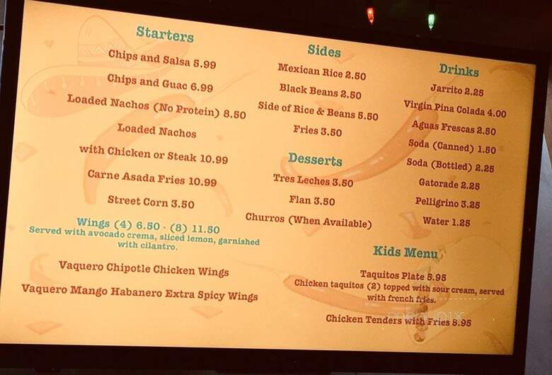 El Vaquero - Medford, MA menu_pic