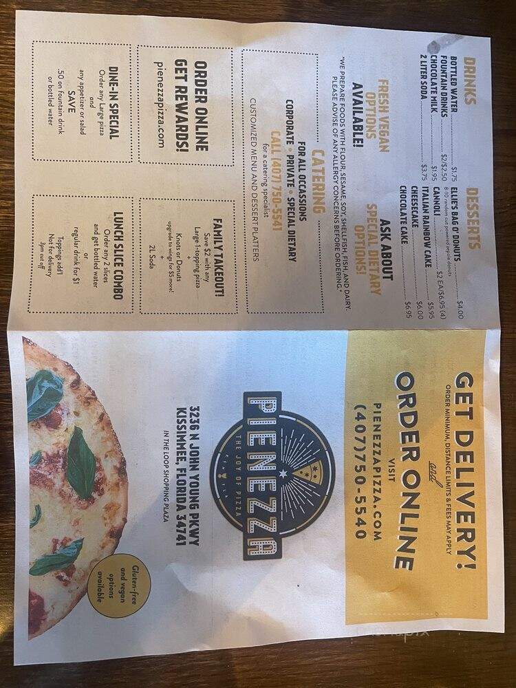 Pienezza - Kissimmee, FL menu_pic
