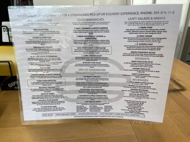 Quicksand - Culver City, CA menu_pic