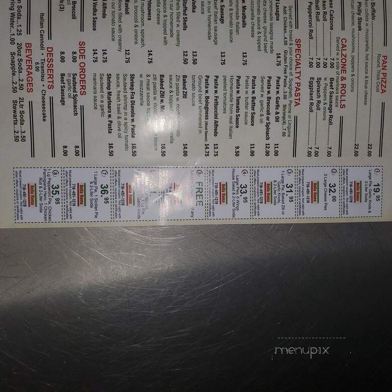 Bella Roma - Brooklyn, NY menu_pic
