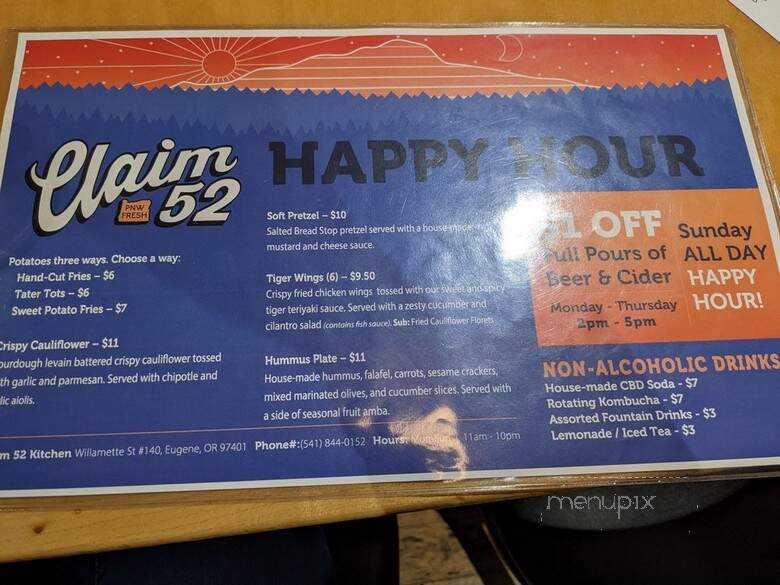 Claim 52 Kitchen - Eugene, OR menu_pic