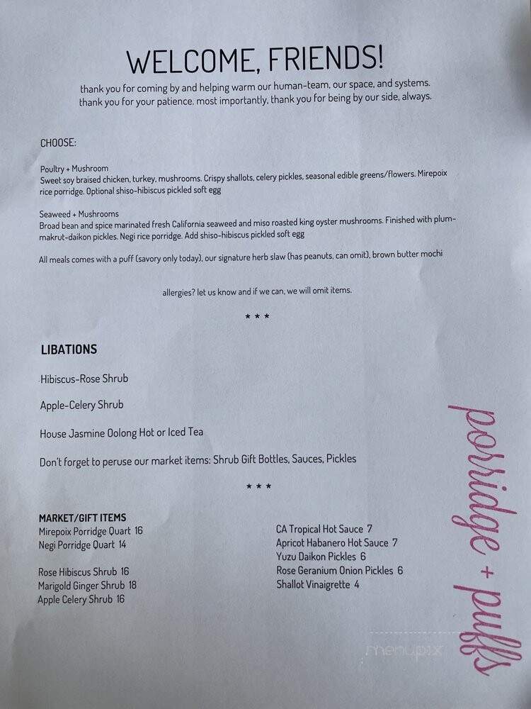 Porridge and Puffs - Los Angeles, CA menu_pic