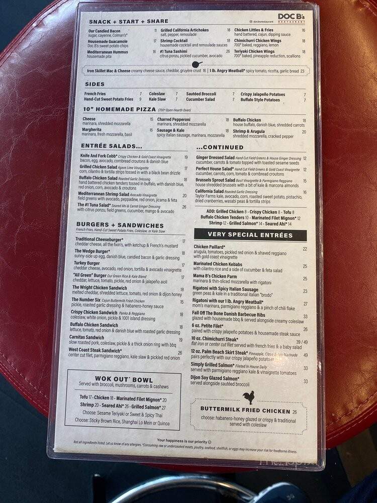 Doc B's Fresh Kitchen - Coral Gables, FL menu_pic
