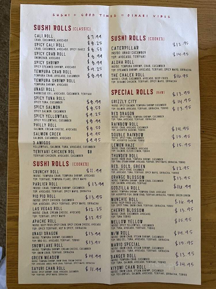 Casa Oinari - Parlier, CA menu_pic