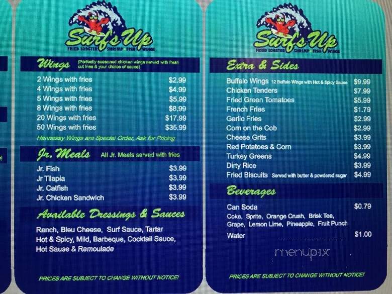 Surf's Up Restaurants - Oak Park, IL menu_pic