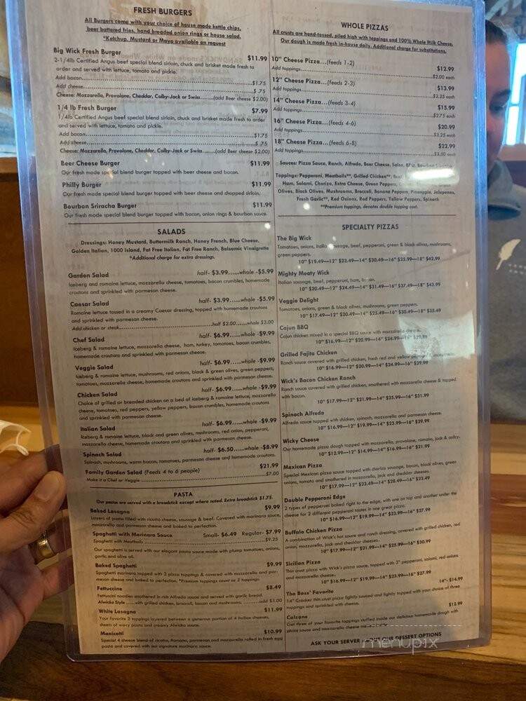 Wick's Pizza - Louisville, KY menu_pic