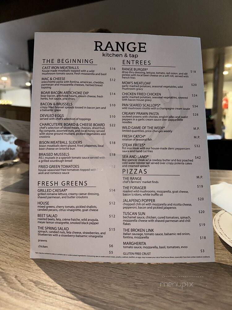 Range Kitchen & Tap - Roseville, CA menu_pic