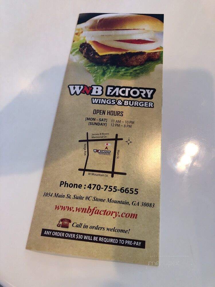 WNB Factory Wings & Burger - Stone Mountain, GA