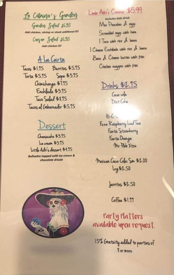 La Catrina Mexican Restaurant - Orosi, CA menu_pic