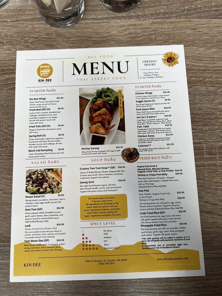 Kin Dee - Seattle, WA menu_pic