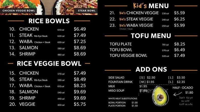 WaBa Grill - Van Nuys, CA menu_pic