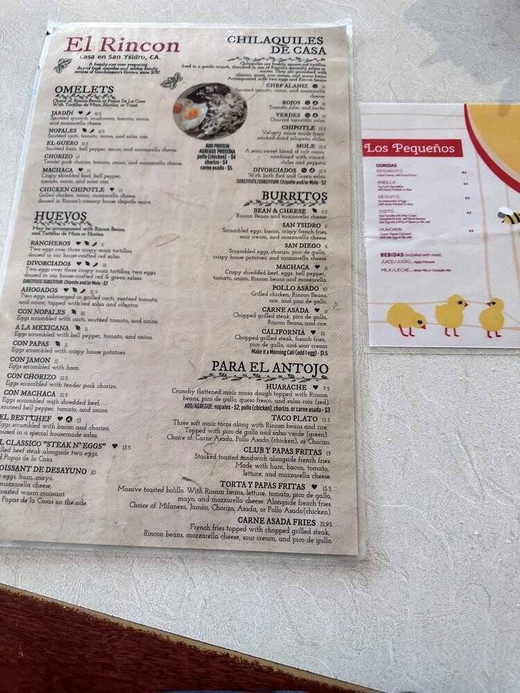 El Rincon Restaurant - San Ysidro, CA menu_pic