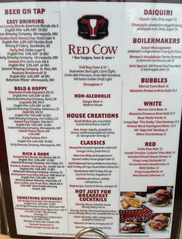 Red Cow - Saint Paul, MN menu_pic