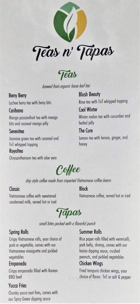 Teas n' Tapas - Latham, NY menu_pic