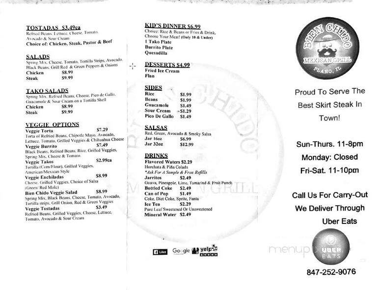 Bien Chido Mexican Grill - Schaumburg, IL menu_pic