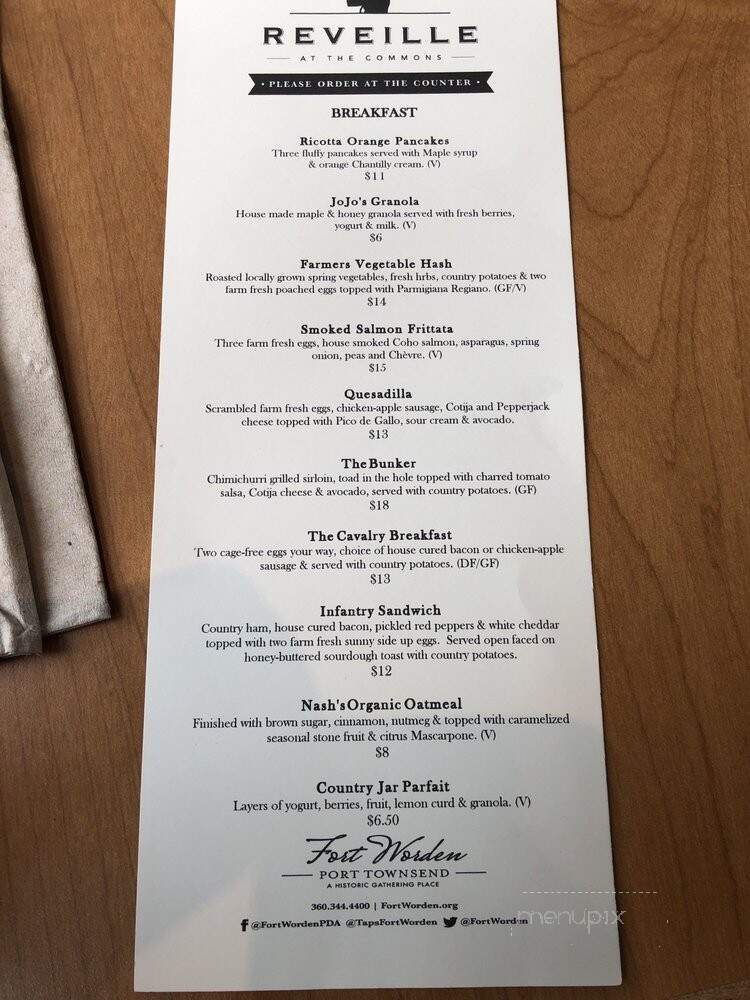 Reveille At The Commons - Port Townsend, WA menu_pic