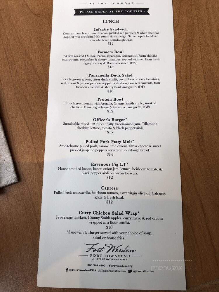 Reveille At The Commons - Port Townsend, WA menu_pic