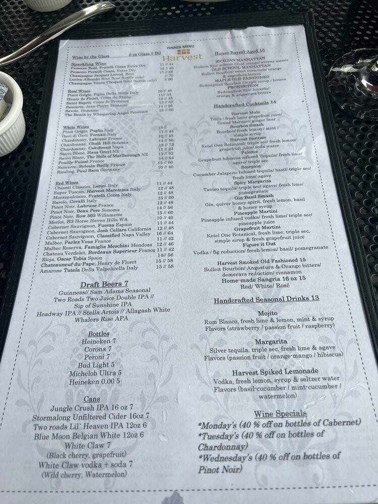 Harvest Wine Bar & Restaurant - West Hartford, CT menu_pic