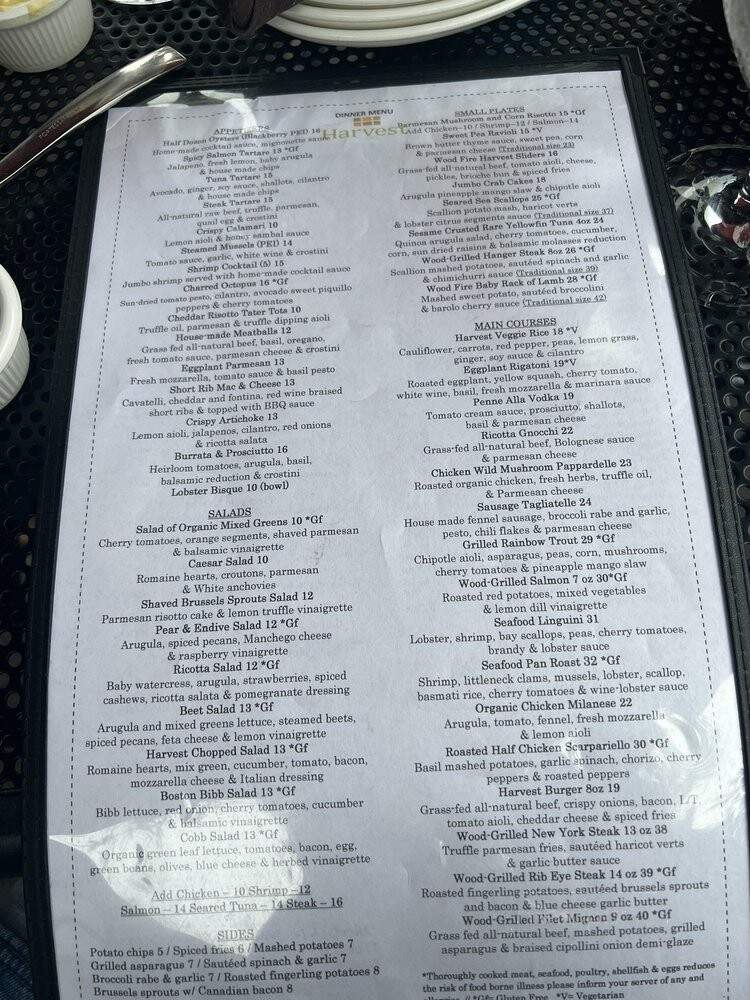 Harvest Wine Bar & Restaurant - West Hartford, CT menu_pic