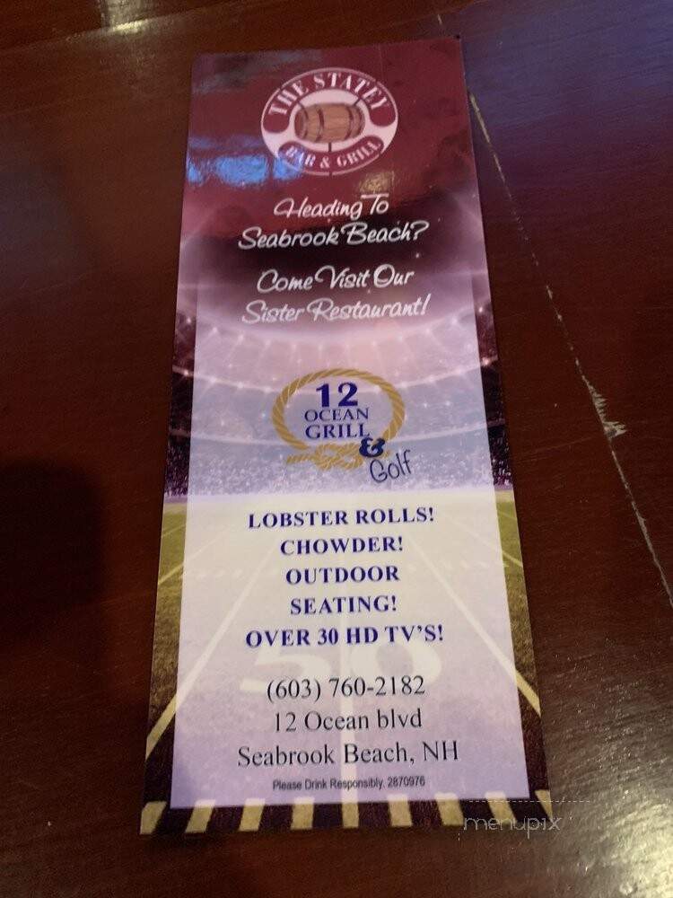 The Statey Bar And Grill - Portsmouth, NH menu_pic