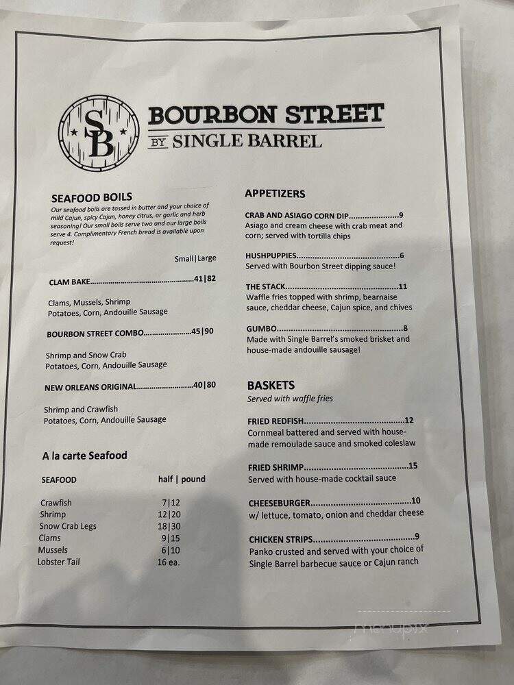 Bourbon Street - Lincoln, NE menu_pic