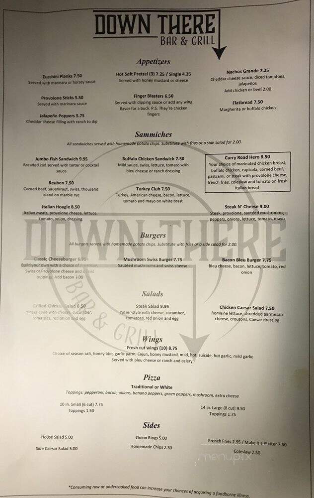 Down There Bar & Grill - Pittsburgh, PA menu_pic