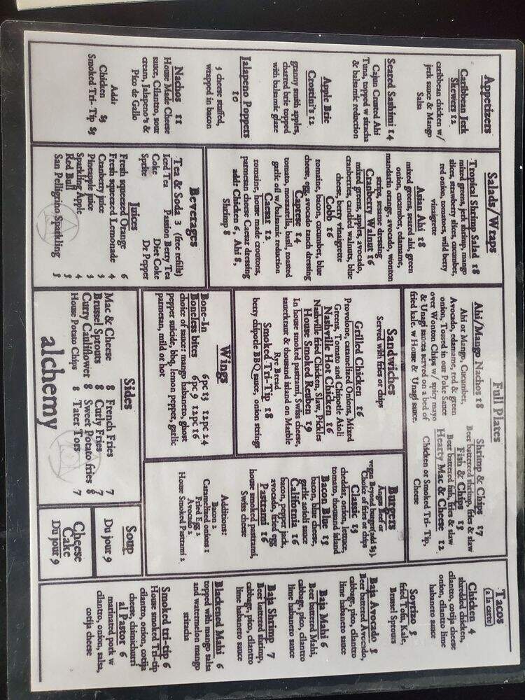 Alchemy - Santa Clarita, CA menu_pic