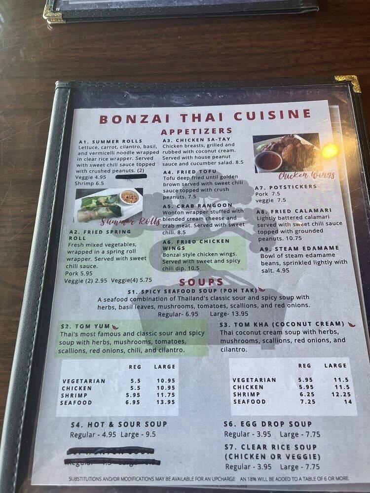 Bonzai Thai & Japanese Cuisine - Charlotte, NC menu_pic